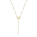 Whimsical 3D Shell Butterfly & Pearl Y-Lariat Necklace