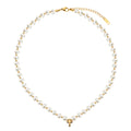 Retro Gothic Minimalist Shell Pearl Cross Choker Necklace