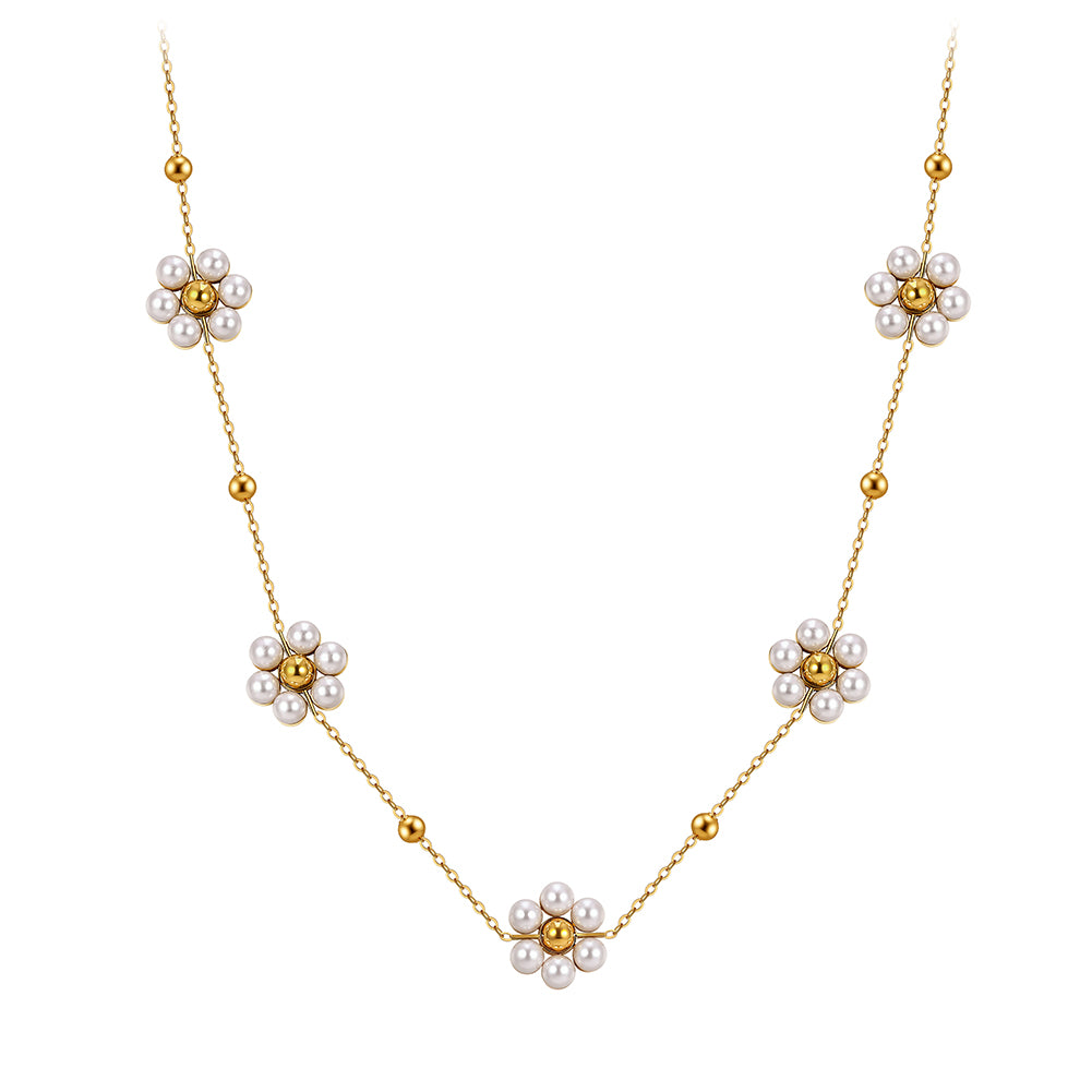Aura Blossom // Sculptural Pearl Blossom Multi-Charm Necklace