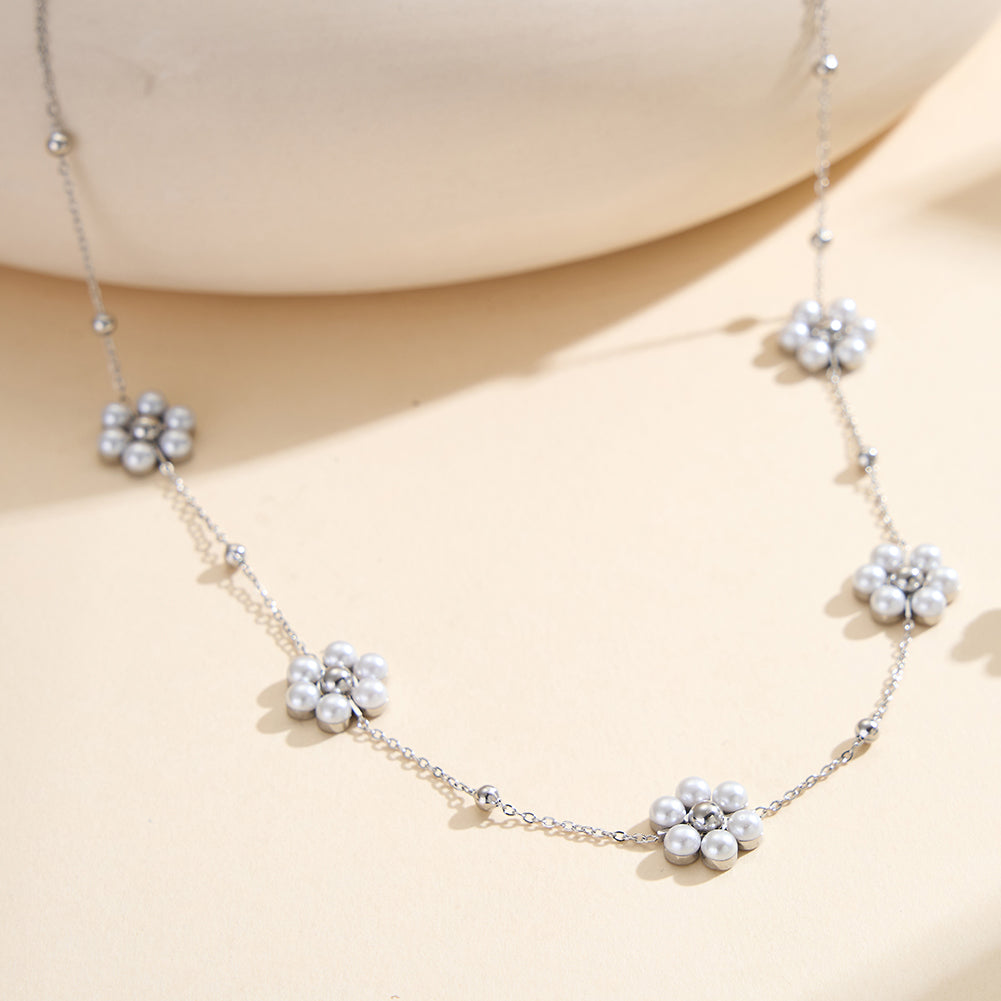Aura Blossom // Sculptural Pearl Blossom Multi-Charm Necklace