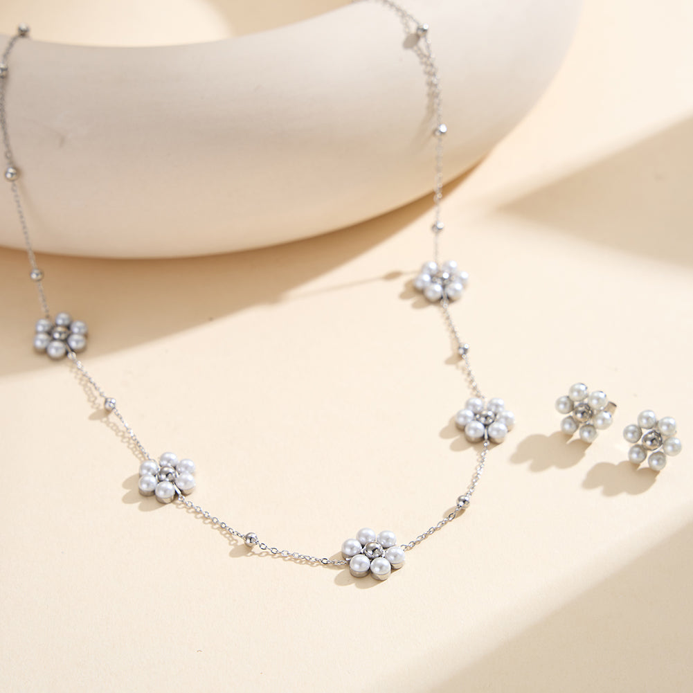 Aura Blossom // Sculptural Pearl Blossom Multi-Charm Necklace