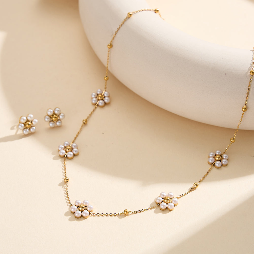 Aura Blossom // Sculptural Pearl Blossom Multi-Charm Necklace
