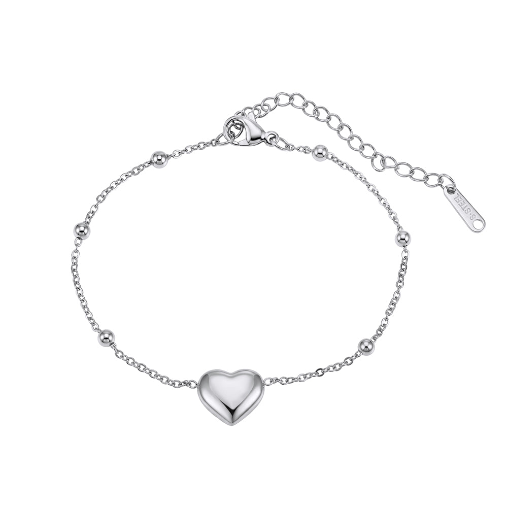 Velvet Aura // Sculptural Puffy Heart Bead Chain Anklet